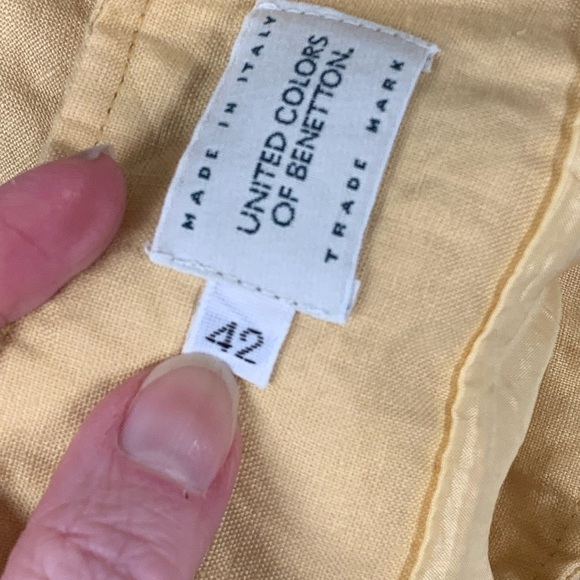 Benetton linen mini skirt EU size 42 = 12/14 lined 6button close L-18-19 in - Picture 3 of 5